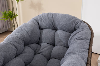 Outdoor Rattan Rocking Chair,Padded Cushion Rocker Recliner Chair Outdoor for Front Porch, Living Room, Patio, Garden, Gray