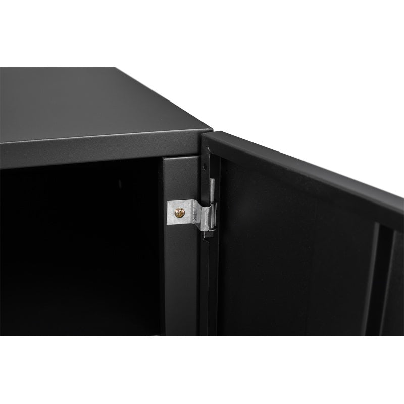 Metal Printer Stand with Storage Mobile Printer Tables for Small Spaces with Door Adjustable Shelf File Cabinet on Wheels for Home Office (Black)