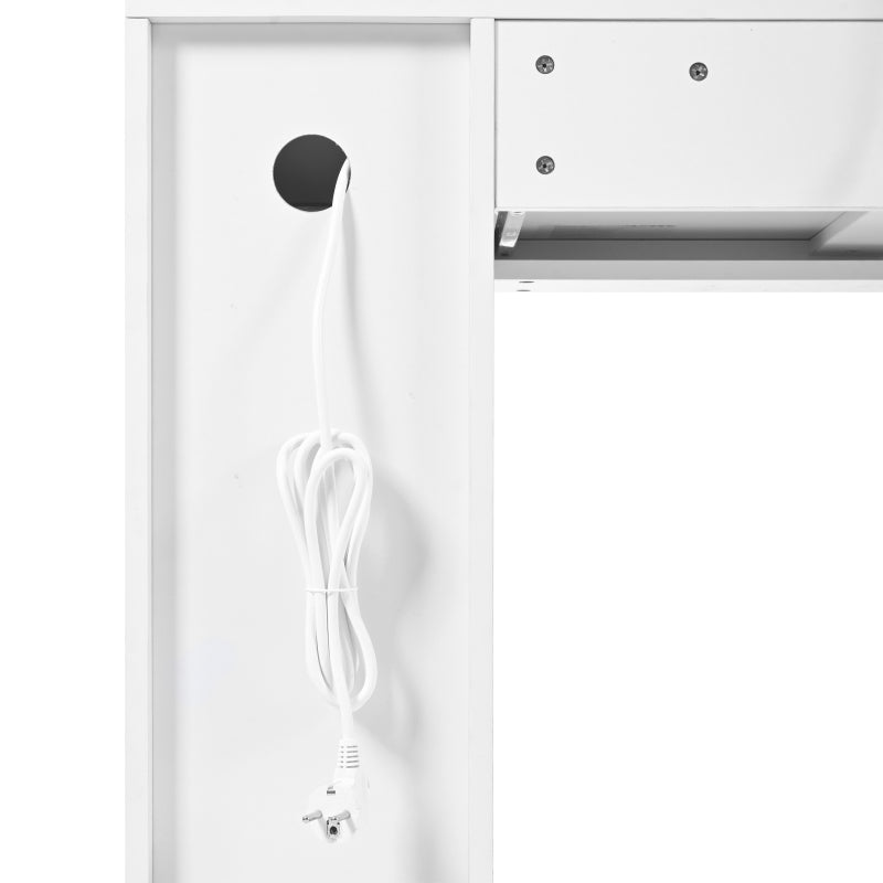 Große Schminktisch mit verstellbaren LED-Beleuchtung und Steckdosen, für das Schlafzimmer, Weiß