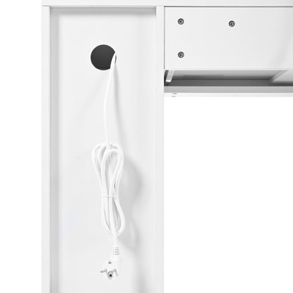 Große Schminktisch mit verstellbaren LED-Beleuchtung und Steckdosen, für das Schlafzimmer, Weiß