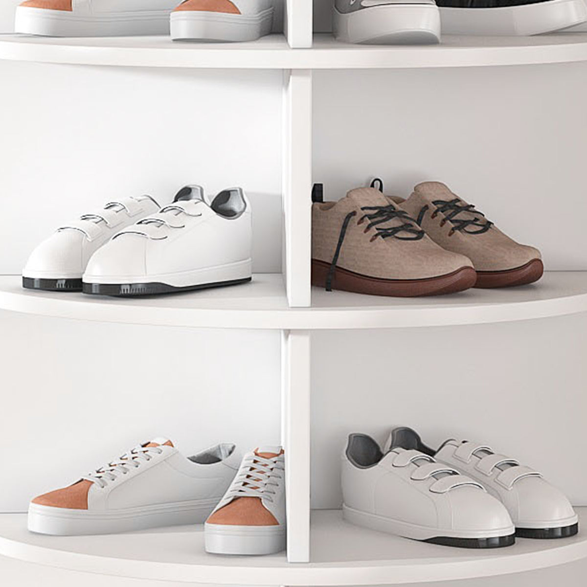 Drehbares Schuhregal 7 Ebenen, 360°, Stiefelfach, 28 Paar, Weiß, 184 cm