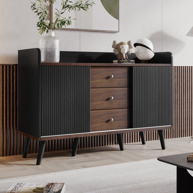 Sideboard mit drei Schubladen, exquisite Maserung. Sideboard für Schlafzimmer und Wohnzimmer, Moderne Holzfarbe-Sideboard mit Stauraumregalen. H80/L117,5/T40 cm