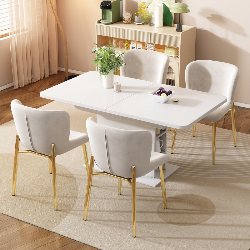 Esszimmerstuhl aus Samt, 2er-set, Loungesessel mit vier Metallfüßen, Beige