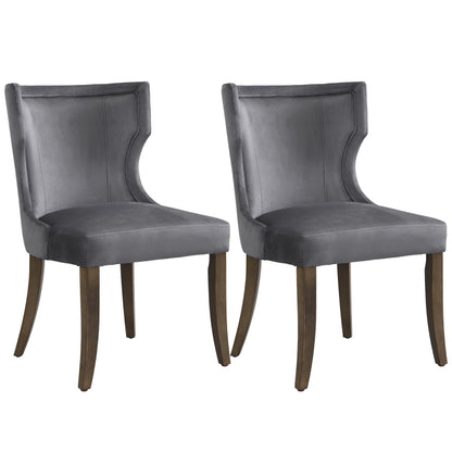 Esszimmerstuhl aus Samt, 2er-Set mit Beinen aus Massivholz, dickes Kissen, verstellbare Beine, Küchenstuhl, Wohnzimmer-Loungesessel, Grau