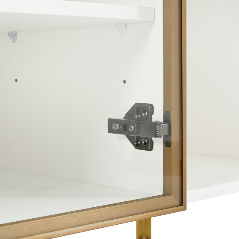 Elegantes 4-Tür Sideboard, Modernes Design, Grifflos, Viel Stauraum, Weiß