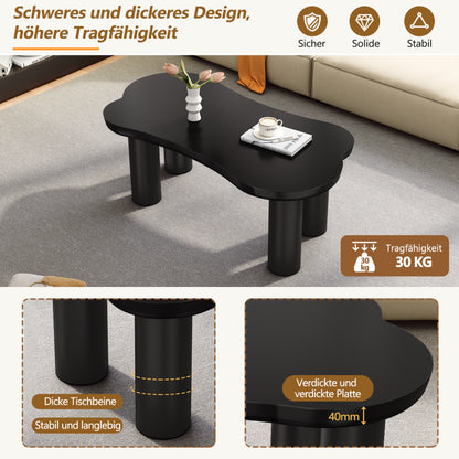 Unregelmäßiger Couchtisch in Knochenform mit 2 kleinen Bänken, großer Couchtisch L 113 cm, B 58 cm, H 40,5 cm, Tischplatte aus MDF und Beine aus PVC mit Filzboden, unregelmäßiger Couchtisch
