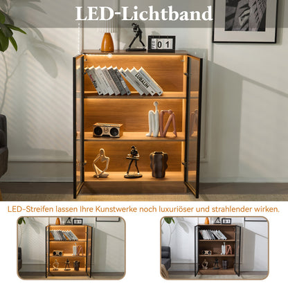 Glasvitrine mit Beleuchtung, Sammlervitrine, Wohnzimmerschrank