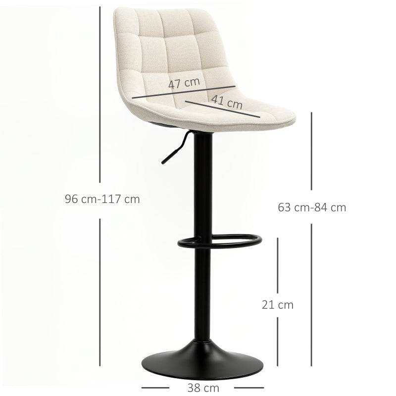Barhocker 2er-Set, Gepolstert Barstuhl mit Lehne, 360° Drehbar Tresenhocker, für Küche, Wohnzimmer, Beige
