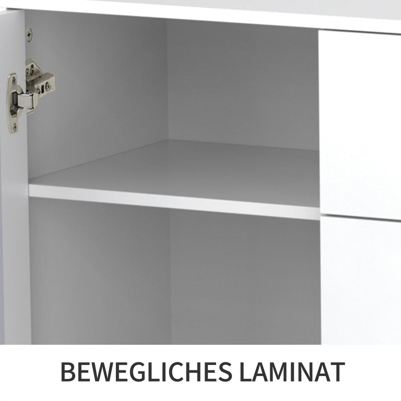 Weiß verspiegelte Anrichte mit kühlen Kristallgriffen, für Wohn- und Esszimmer, 147,5 x 40 x 102cm