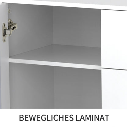 Weiß verspiegelte Anrichte mit kühlen Kristallgriffen, für Wohn- und Esszimmer, 147,5 x 40 x 102cm