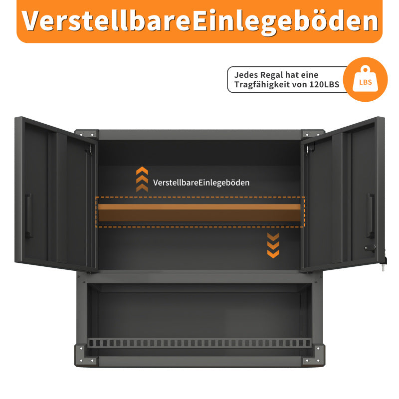 Metall Wandmontage Werkzeug Schrank mit Tür und Fach, Metallwandregal mit Schloss für Garage, Werkstatt, Büro - Umweltfreundlich, Robust, Montageerforderlich, H 77 cm × B 80 cm × T 30 cm