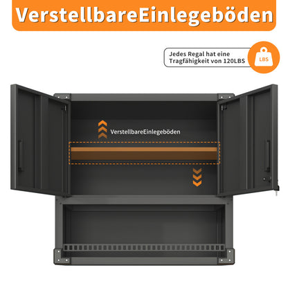 Metall Wandmontage Werkzeug Schrank mit Tür und Fach, Metallwandregal mit Schloss für Garage, Werkstatt, Büro - Umweltfreundlich, Robust, Montageerforderlich, H 77 cm × B 80 cm × T 30 cm