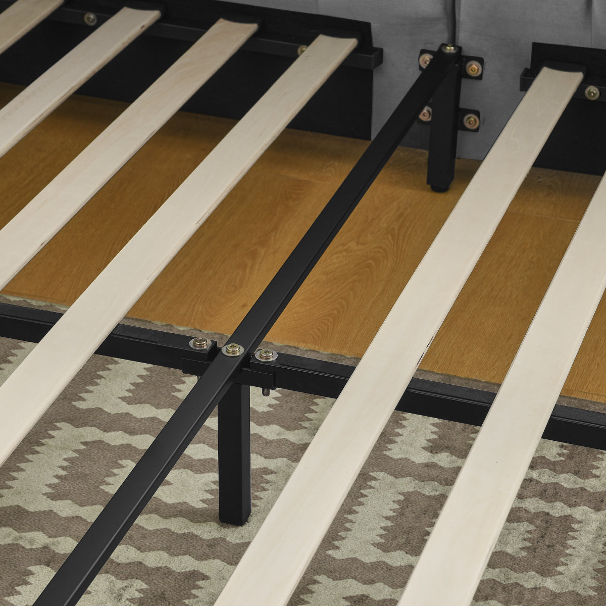 Doppelbett 140×200 cm aus Samt mit hoher Rückenlehne, stabiles Bettgestell aus Holz & Metall, ideal für Schlafzimmer & Gästezimmer, Gray (ohne Matratze)