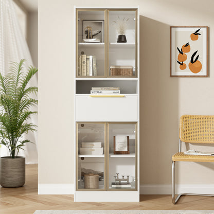 Moderner Weißer Hochschrank mit 16-Farb-LED und Bluetooth – 60×35×180cm