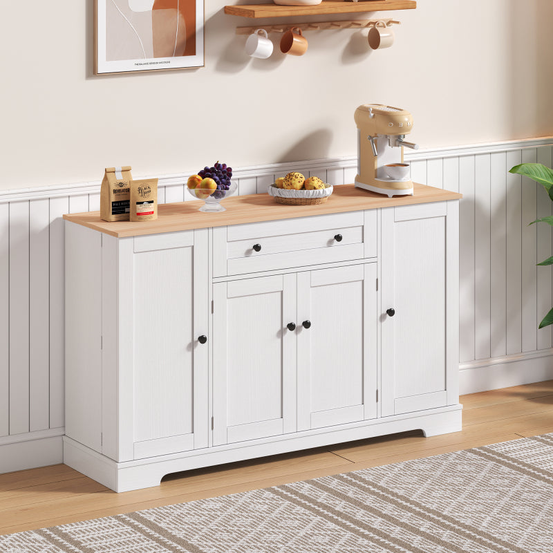 Multifunktionales Küchenbuffet – 138 cm Sideboard mit Schublade, Regaltüren & verstellbaren Einlegeböden – Modernes Design mit Kippschutz, ideal für Küche, Wohnzimmer & Schlafzimmer