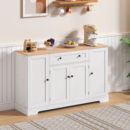 Multifunktionales Küchenbuffet – 138 cm Sideboard mit Schublade, Regaltüren & verstellbaren Einlegeböden – Modernes Design mit Kippschutz, ideal für Küche, Wohnzimmer & Schlafzimmer