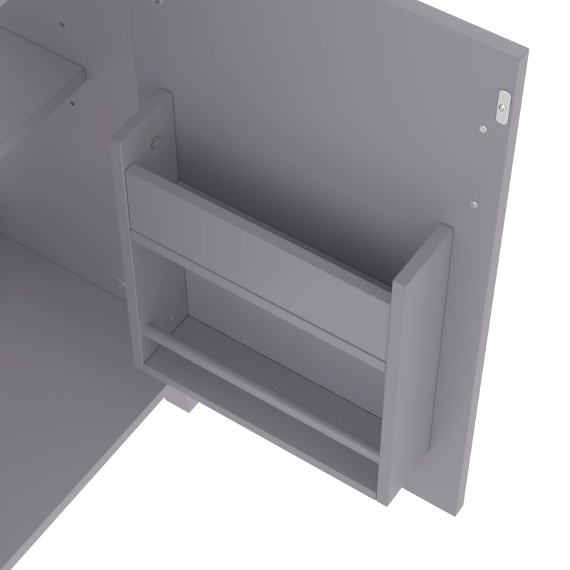 51x34x83cmBodenstehender Badezimmerschrank, Waschtisch, komplett lackiert, Türregale, verstellbare Regale, integriertes Keramikwaschbecken, geeignet für kleine Räume, Grau