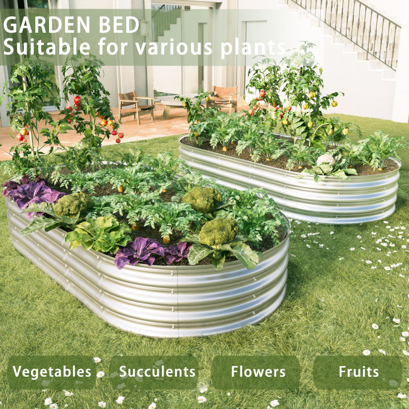 Hochbeet aus Metal Verzinkte Pflanzer erhöhte Gartenbett-Kit, Gartenbetten für im Freien für Gemüse, Blumen und Kräuter, Heavy Duty, rostbeständig, einfache Montage, 1pcs 6x3x1ft