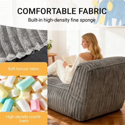 Modulares Bodensofa 160×80 cm, verstellbare Chaise Lounge als Schlafsofa, Cordbezug, ergonomisch, hellgrau