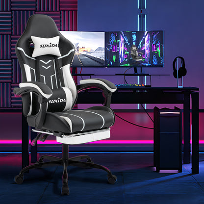 Gaming Stuhl Computerstuhl Ergonomischer Gaming Chair mit Fußstütze Bürostuhl Ergonomischer Computerstuhl mit Lendenwirbelstütze