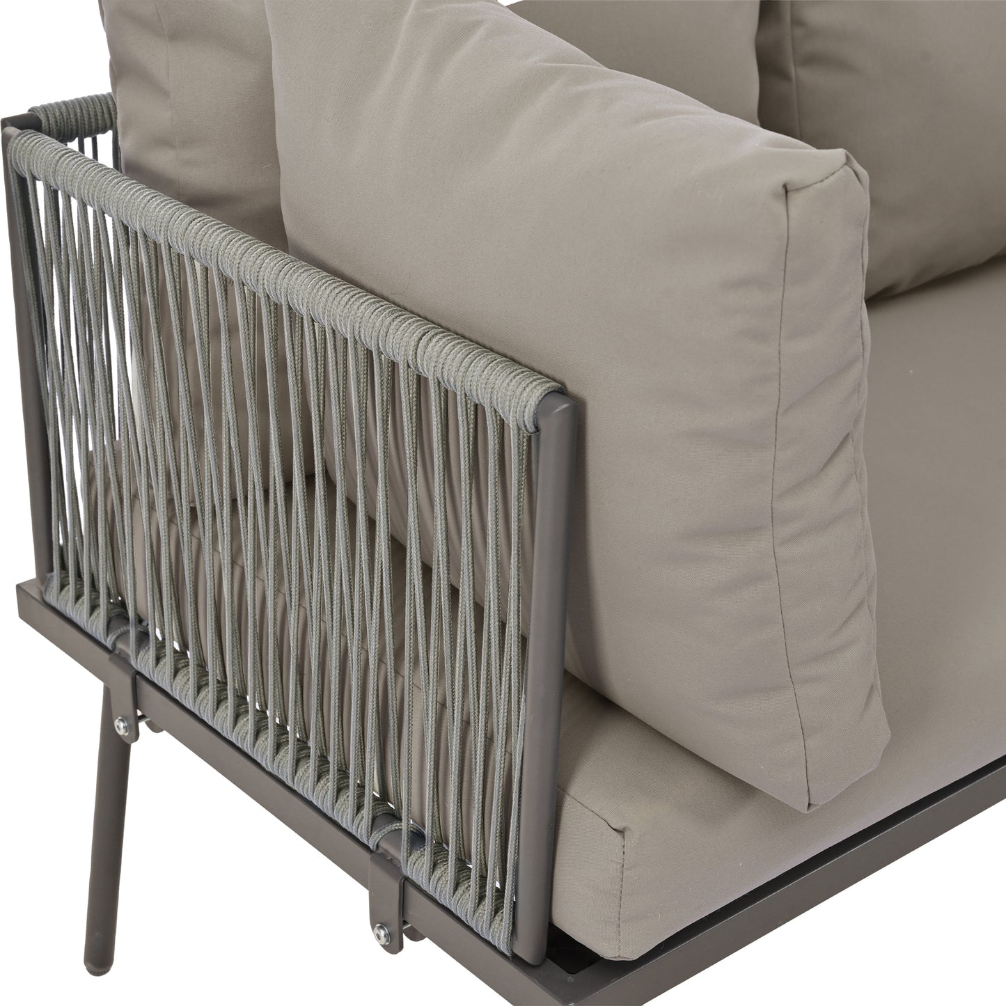 Eisen Garten Loungesessel Set, U-förmiges Gartenmöbel Set, balkon möbel, Wetterfestes Outdoor Ecksofa, terassenmöbel außen, für 8 Personen, mit 2 Tischen und 4 Zweisitzer-Sofas, Kissen inklusive, vers
