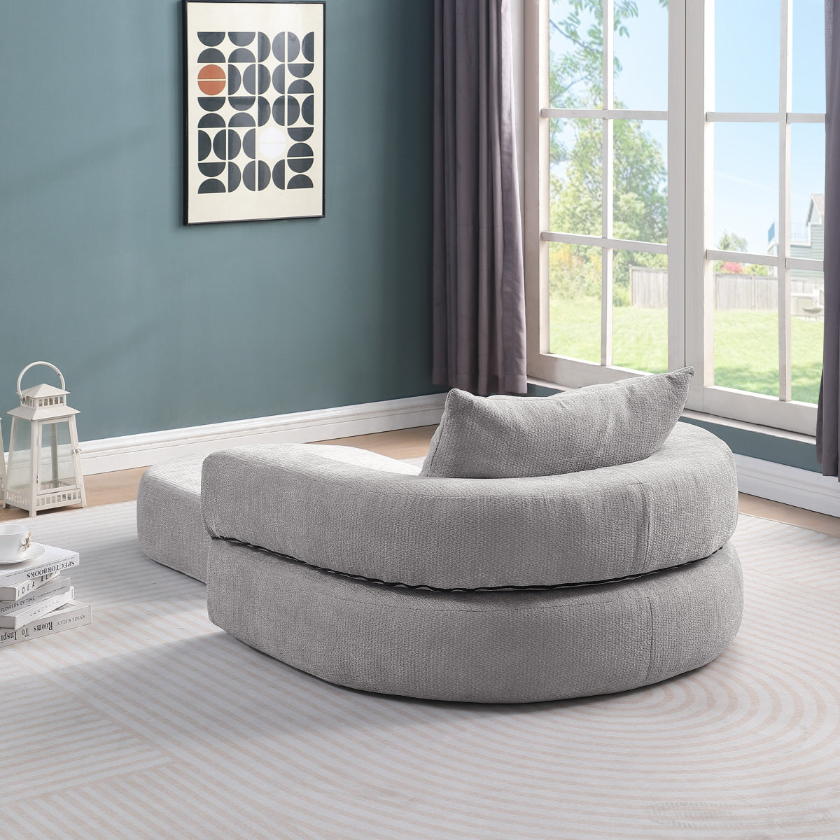 Modulares Sofa-Set Frottee (Terry Cloth), Sektionssofa Minimalistisch, Wohnzimmer Couchgarnitur, Umkehrbar, Light Grey