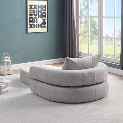 Modulares Sofa-Set Frottee (Terry Cloth), Sektionssofa Minimalistisch, Wohnzimmer Couchgarnitur, Umkehrbar, Light Grey