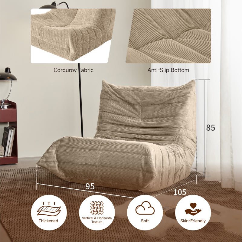 Moderne Sofas, Sitzsäcke für Erwachsene auf dem Bodensofa, Super Soft Memory Sponge Sofa, Togo Sofa Stuhl, Wohnzimmermöbel, Geeignet für Schlafzimmer, Balkon, Schlafsaal, Kaminstuhl (Aprikose)