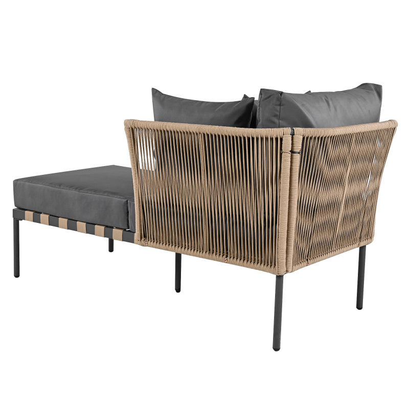 Gartensofa, Outdoor Loungesessel, Abnehmbarer und Modularer Garten Loungesessel, Balkonmöbel-Set, Loungemöbel, Terrassenmöbel mit 4 Kissen, Couchtisch mit Abnehmbaren und Waschbaren Kissen, Grau
