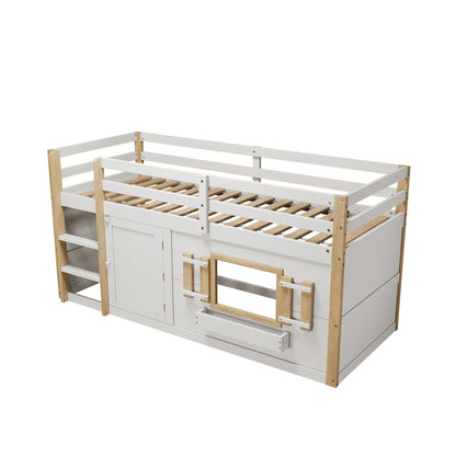 Mini-Etagenbett Weiß 90x200 cm, Kinderbett (110 cm hoch) aus Massivholz/MDF, Inkl. Lattenrost