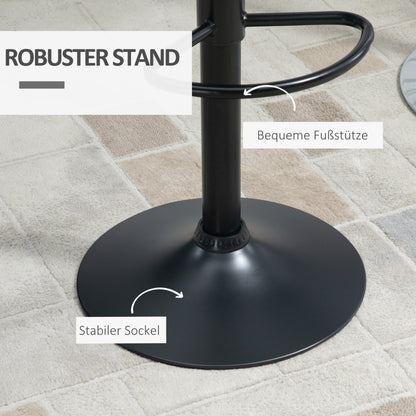 Barstuhl 2er-Set Retrodesign Höhenverstellbar 360° drehbar schwarzes Leder für Homeoffice