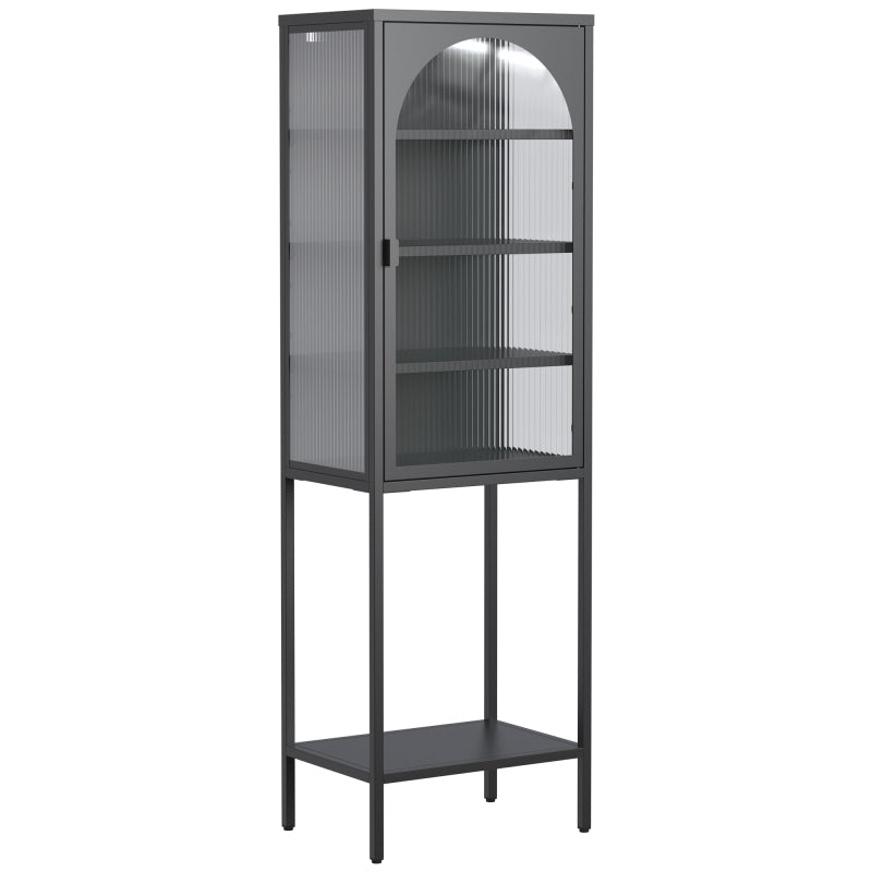 Metall Glas Tür Schaukasten Speicher Schrank – 5-Stufen Würfel Bücherregal Speicher Schrank mit 3 einstellbaren Regalen. Für Küche, Esszimmer, Wohnzimmer, Bad, Home-Office, eisenha, H160cm×B50cm×T35cm