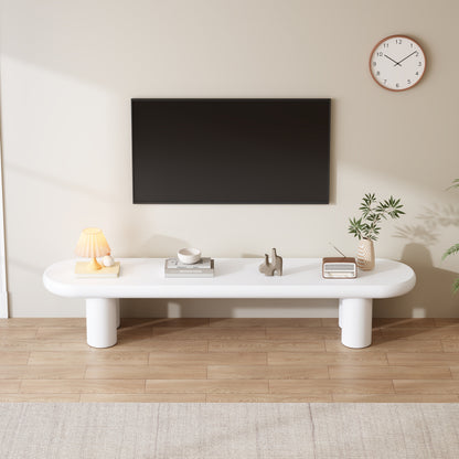 Weißer 160 x 40 x 40 cm großer TV-Schrank, moderner TV-Tisch im minimalistischen Stil mit 4 stabilen Stützbeinen, geeignet für Fernseher bis zu 65 Zoll