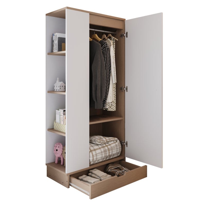 Kleiderschrank 70*40*170cm, eintürige Ausführung, mit Einlegeböden und Schubladen, weiß