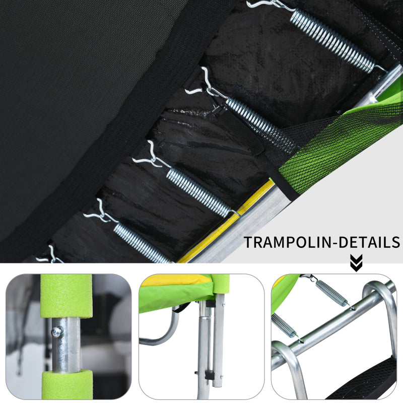 Kinder Trampolin Outdoor Ø 213 cm Gartentrampolin mit Rutsche, Leiter, Netz, Doppeltür und Gepolsterten Stangen,TÜV Zertifiziert,bis 100 kg