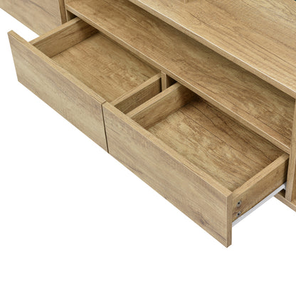 Stilvoller TV-Schrank, Lowboard.hochglänzendes Weiß, 200 cm, LED-Beleuchtung, Wohnzimmermöbel.  modernes Design. elegante Glasoberfläche.