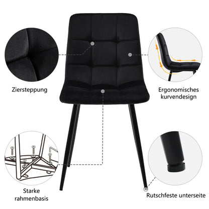 Esszimmerstuhl (4 St), Sitzfläche aus Samt Gestell aus Metall, Schwarz