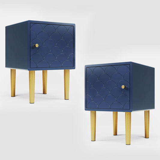 2er Set Nachttisch,Nachtschrank Beistelltisch,Marineblau, Sofatisch passend zu jedem Bett & Schlafzimmer - H50/B35/T35 cm
