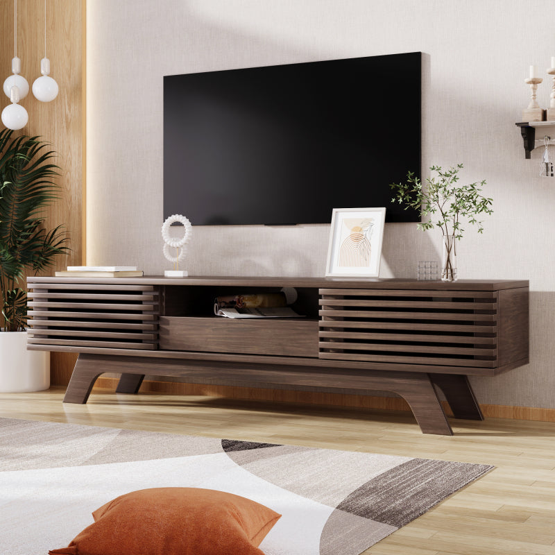 TV-Schrank mit einer Schublade und zwei Türen, TV-Möbel, TV-Panel, TV-Lowboard, TV-Schrank. Einzigartiges Design, Vintage-Holzfarbe.