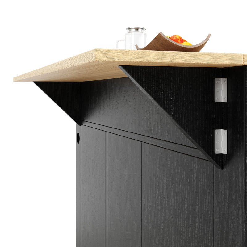 Kücheninsel, Küchenwagen mit Steckdosenleiste ausgestattet, Küchenschrank, Servierwagen mit arbeitsplatte, buffetschrank, Speisewagen mit Holzmaserung, buffetschrank,Schwarz