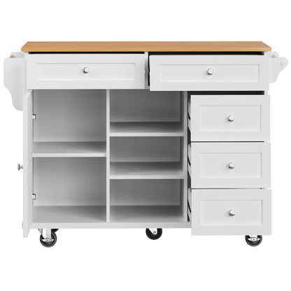 Speisewagen (134 x 46 x 92 cm), moderner und einfacher weißer Speisewagen, kombiniertes Schubladen-Aufbewahrungsschrank-Design, mobiles und festes Dual-Use-Design, geeignet für Privat- und Gewerbeküch