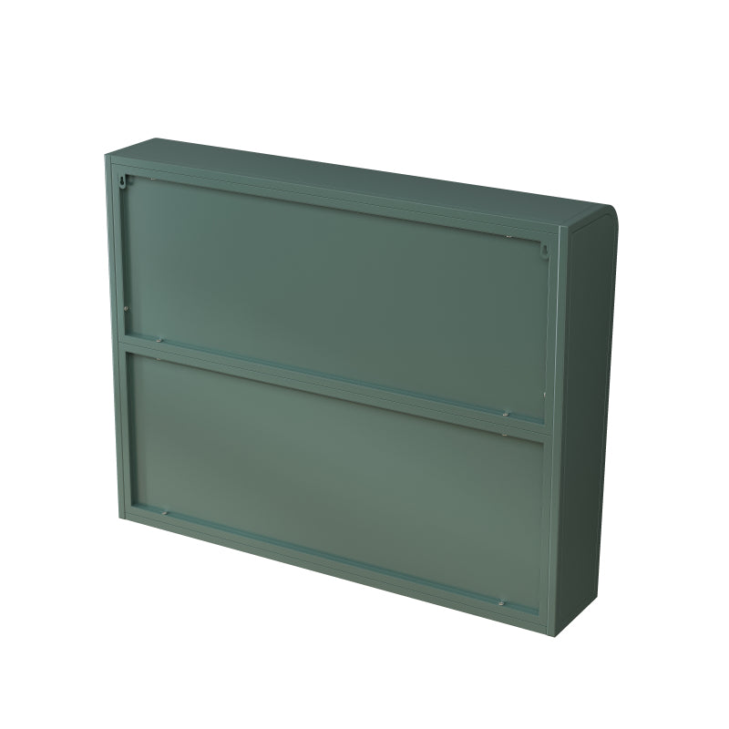 3 Door Arched Wall Mounted Glass Cabinets for Kitchen, Living Room and Bathroom(Dark green)