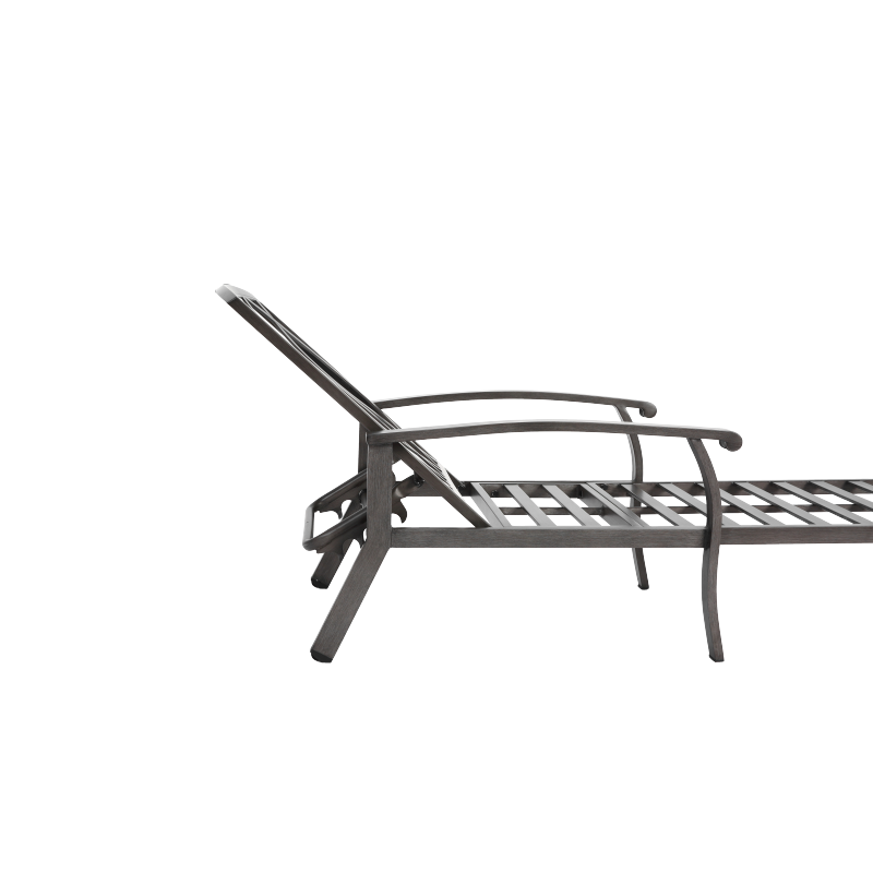 Lounge Patio Chair with Cotton Cushion, Adjustable Reclining Rust-Resistant Aluminum  Poolside Chaise Lounge Furniture, Waterproof Grey Cushion (1pc)