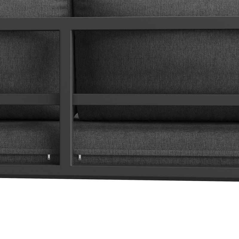 Garten-Lounge-Set, Rattan-Möbel-Set für 6-7 Personen, Ecksofa mit verzinktem Eisengestell, verstellbare Beine, inklusive aller Sitz- und Rückenkissen, grau