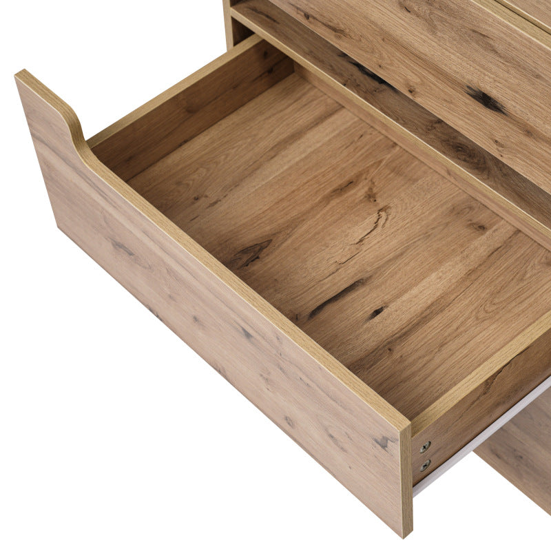 Kommode, Sideboard Holz mit 6 Schubladen, LED Beleuchtung (App Control), Mehrzweckschrank für Wohnzimmer und Schlafzimmer, 71 x 120 x 40 cm, Eiche