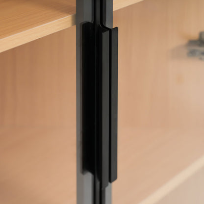 Eckvitrine, Eiche-Optik: Glasvitrine für Sammlungen, Bücher, Wein oder als Badezimmerschrank 62x35x160cm