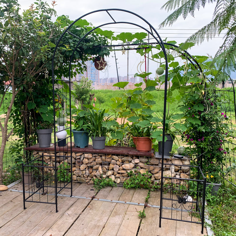 Gartenbogen Arbor Trellis für Kletterpflanzen, langlebige Metall Gartenbogen Outdoor Hochzeitsbogen, für Hochzeitszeremonie Party Pflanze Klettern Rose Reben Rasen Innenhof Schwarz, 7.15ft