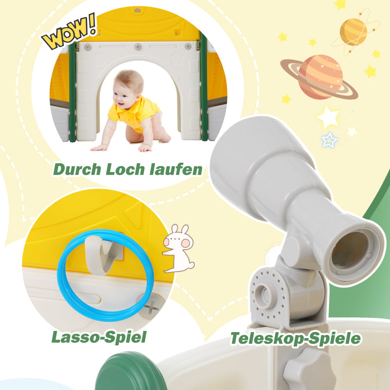 8 in 1 Kinderrutsche Kletterspielzeug, Multifunktionsrutsche mit 2 Rutschen, freistehende Rutsche, Klettern, Bohrspiel, Stauraum, Spielkorridor, Basketballkorb, Lasso-Spiel, Teleskop