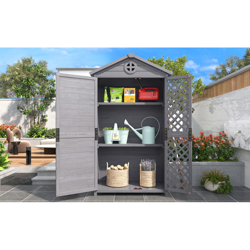 Outdoor Holz Gartenmöbel Aufbewahrungsschuppen, Werkzeughaus für Garten, Terrasse, verblassungsfrei, wetterfest, wartungsfrei, umweltfreundlich, sicher und geschützt, grau