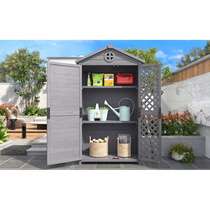 Outdoor Holz Gartenmöbel Aufbewahrungsschuppen, Werkzeughaus für Garten, Terrasse, verblassungsfrei, wetterfest, wartungsfrei, umweltfreundlich, sicher und geschützt, grau